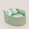 Striped Cat Bed with Decorative Pillow