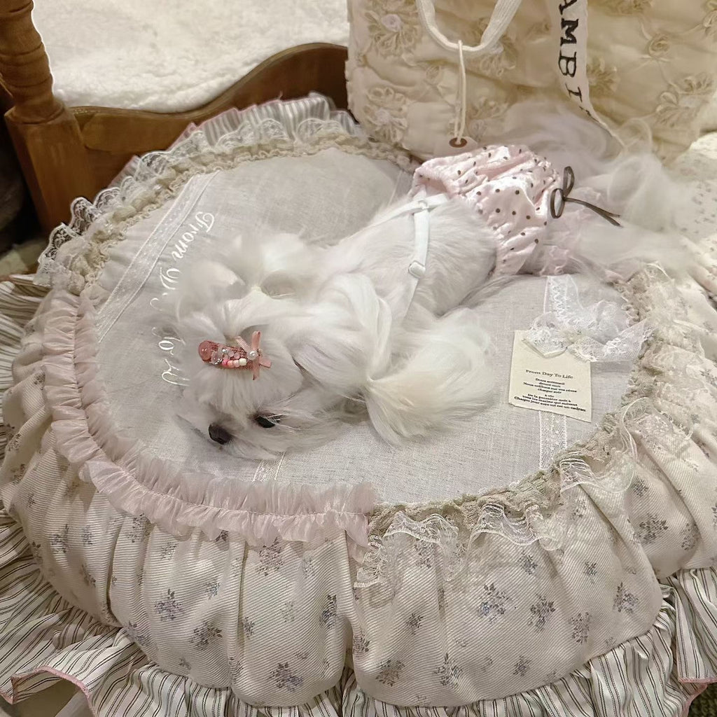 Rosé Lace Cloud Pet Bed