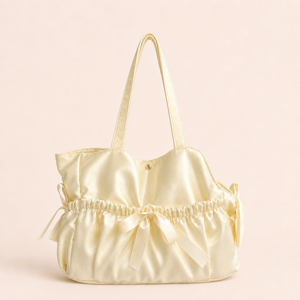 Satin Bow Ruched Pet Tote Bag