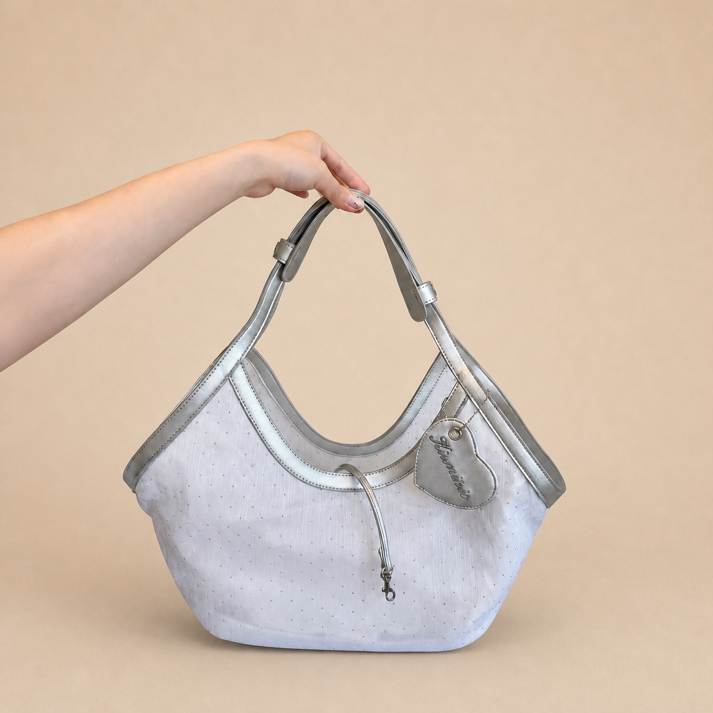 Rhinestone Mesh Pet Shoulder Tote Bag