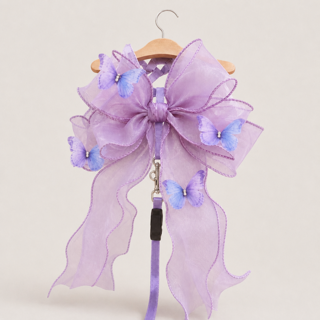 Organza Big Bow Butterfly Pet Harness & Leash Set
