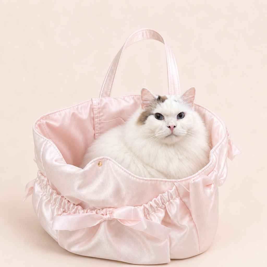 Satin Bow Ruched Pet Tote Bag