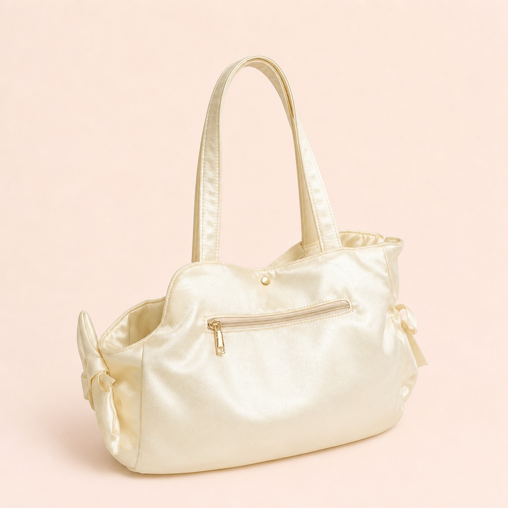 Satin Bow Ruched Pet Tote Bag