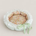 Green Gingham Animal Print Lace Cat Bed
