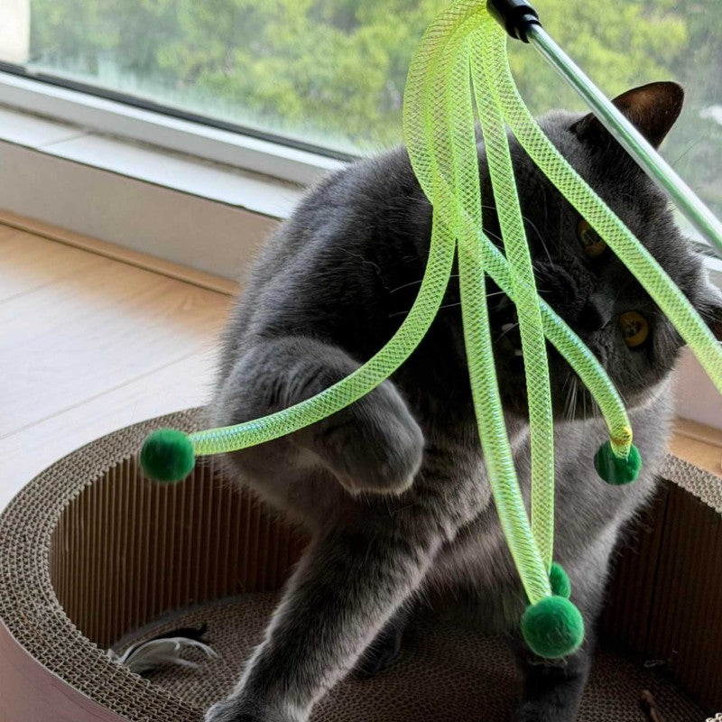 Green Mesh Teaser Wand Cat Toy