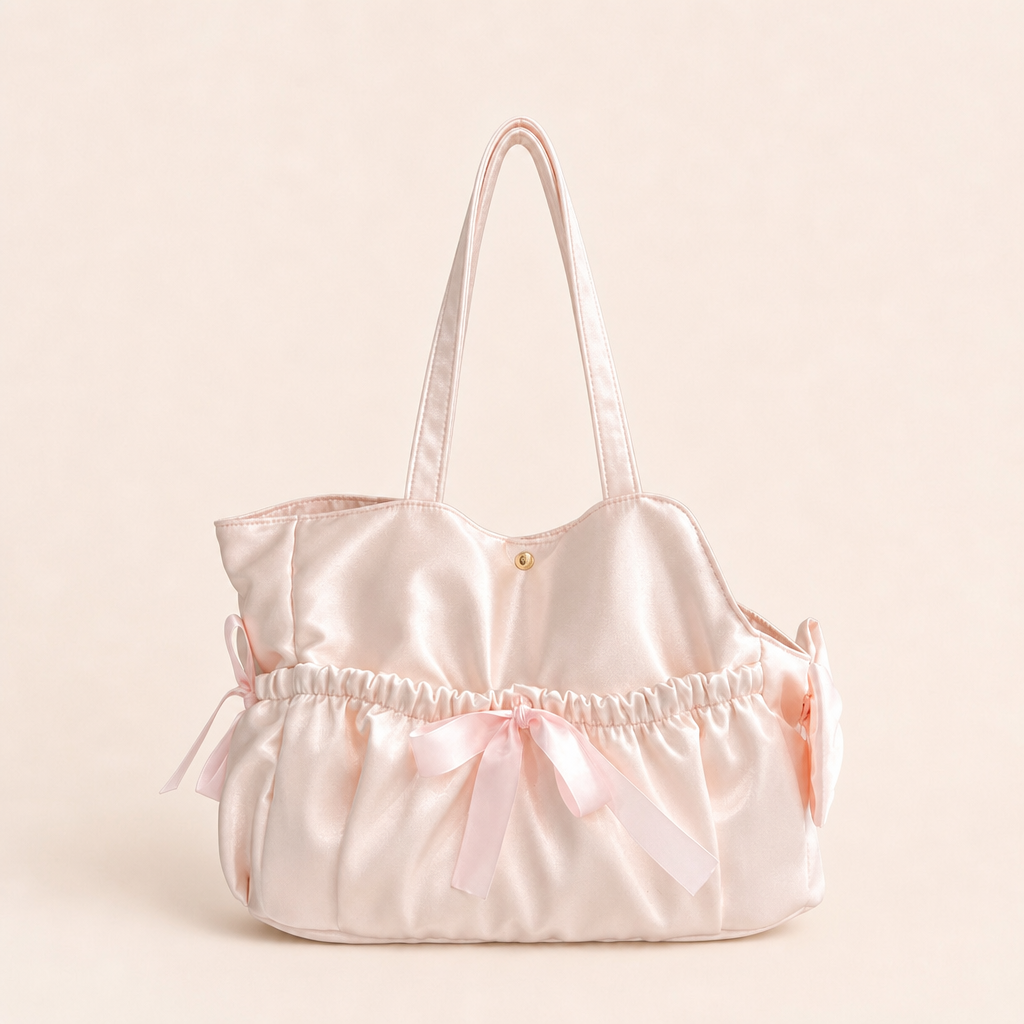 Satin Bow Ruched Pet Tote Bag