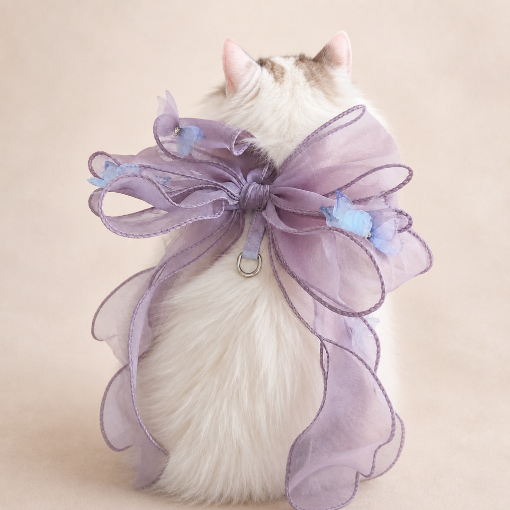 Organza Big Bow Butterfly Pet Harness & Leash Set