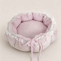 Pink Gingham Floral Lace Cat Bed