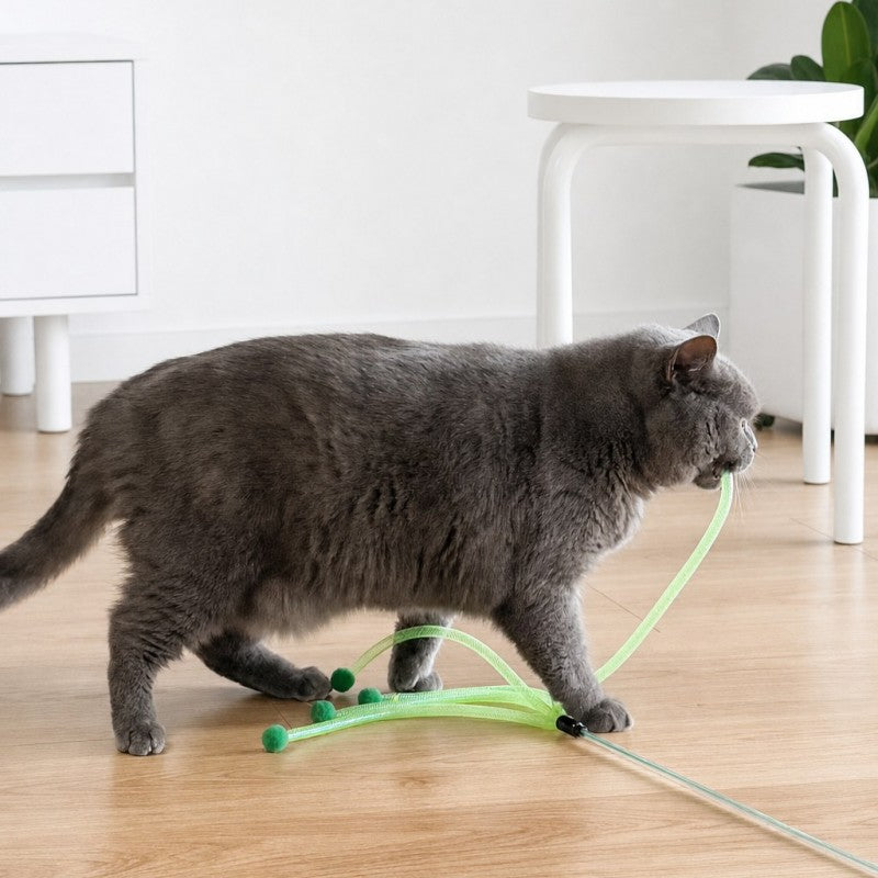 Green Mesh Teaser Wand Cat Toy