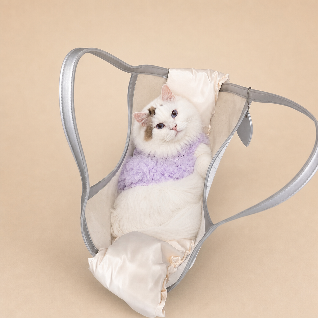 Rhinestone Mesh Pet Shoulder Tote Bag