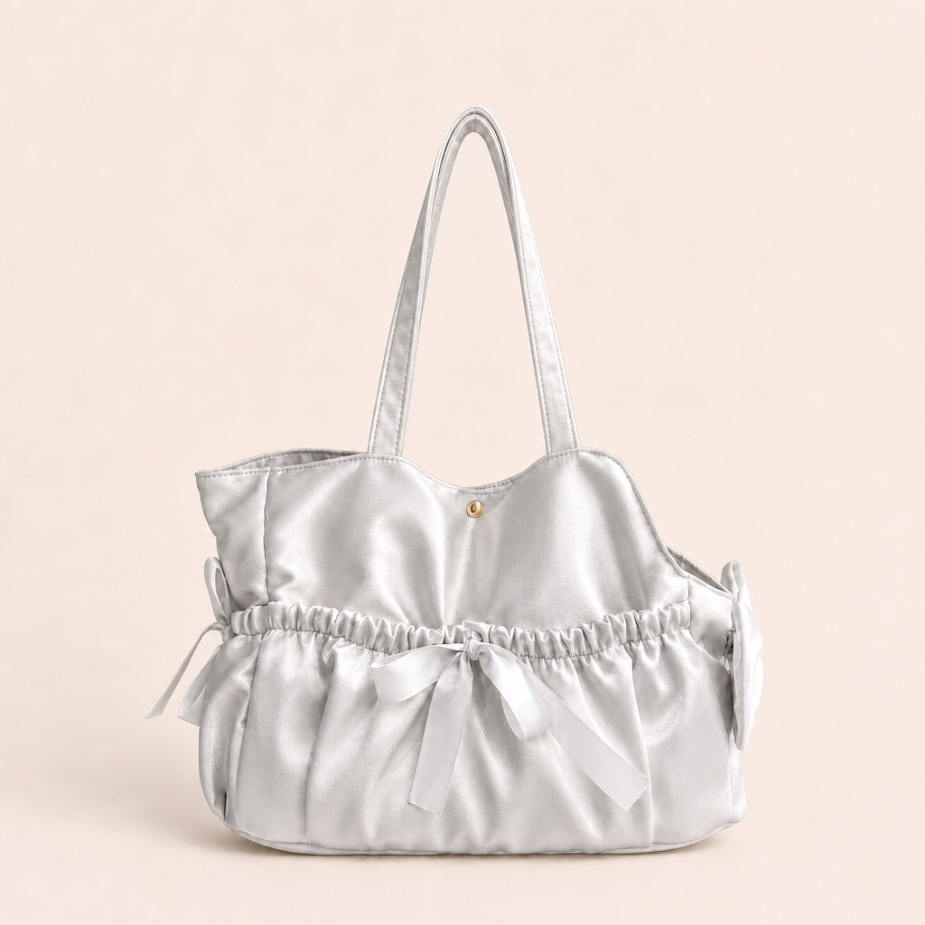 Satin Bow Ruched Pet Tote Bag